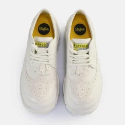BUFFALO Vegan Shoes^Aspha Brogue Loafers Vegan White