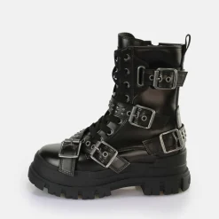 BUFFALO Vegan Shoes^Aspha Buckle Mid Ankle Boot Vegan Black