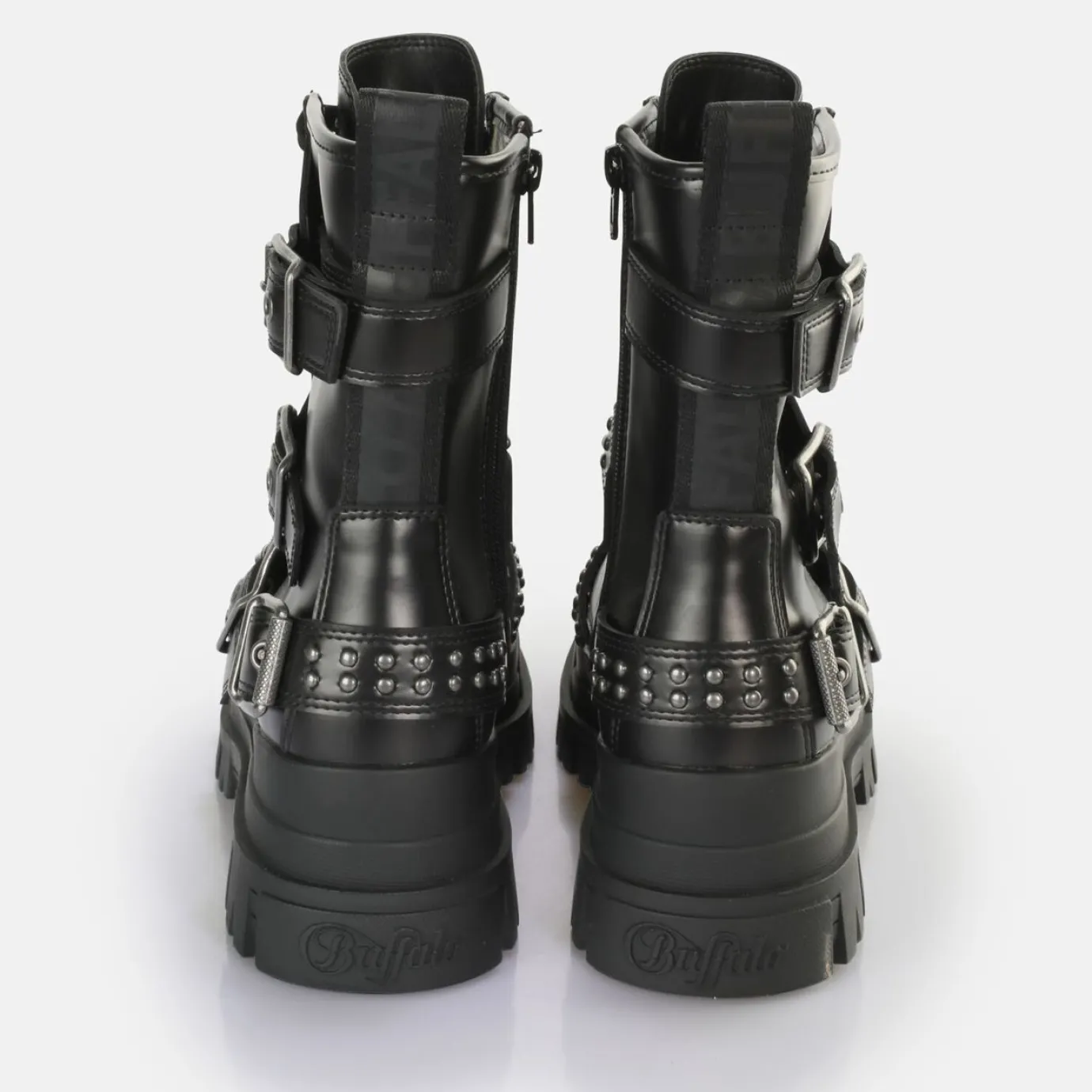 BUFFALO Vegan Shoes^Aspha Buckle Mid Ankle Boot Vegan Black