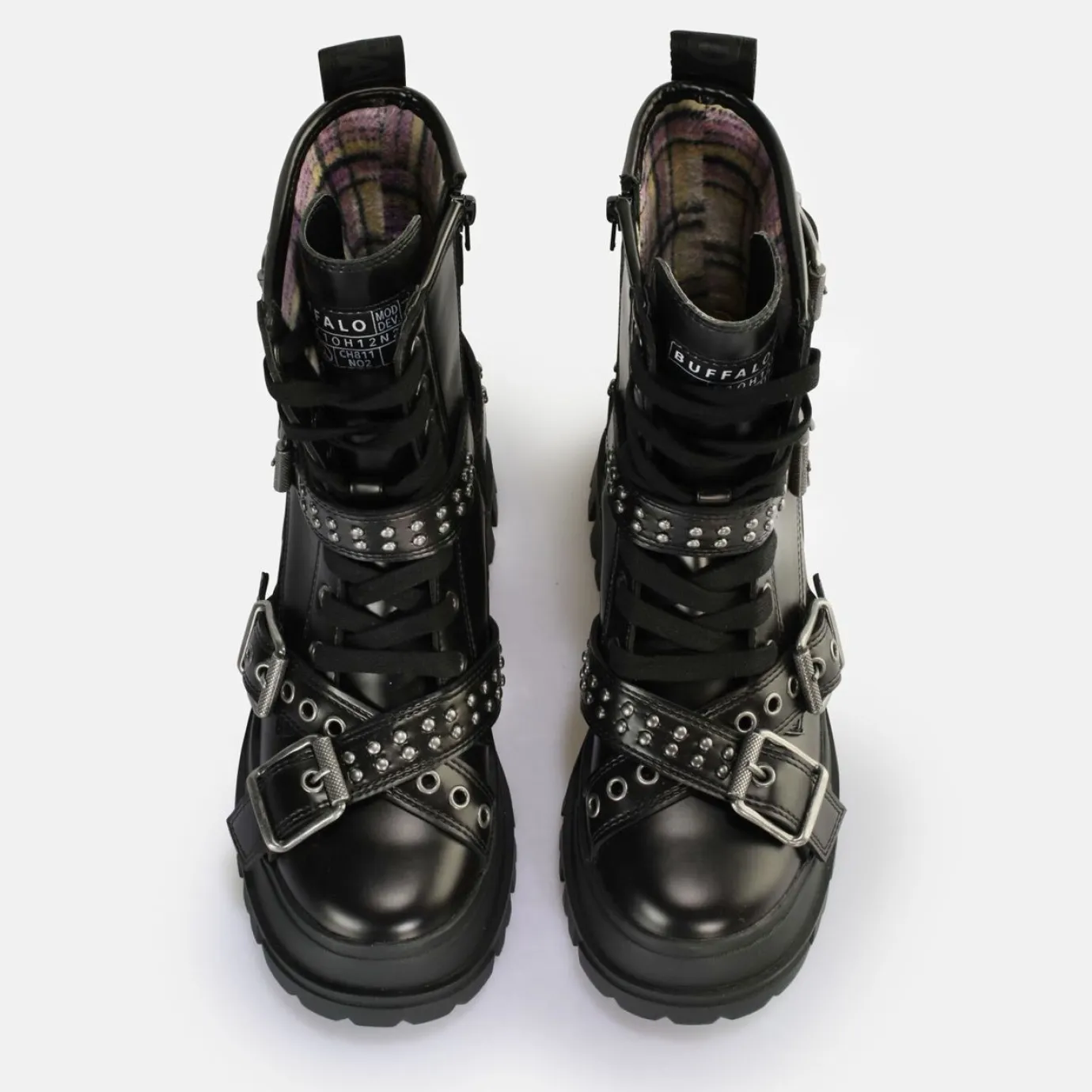 BUFFALO Vegan Shoes^Aspha Buckle Mid Ankle Boot Vegan Black