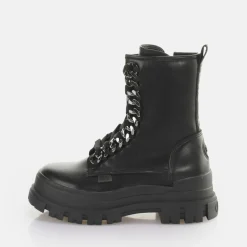 BUFFALO Ankle Boots^Aspha Chain Laceup Mid Ankle-Boot Vegan Black