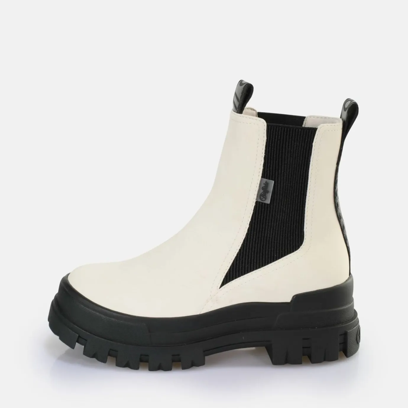 BUFFALO Vegan Shoes^Aspha Chelsea Mid Ankle Boot Vegan Weis/Schwarz