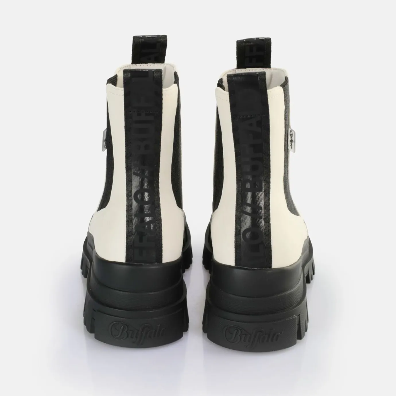 BUFFALO Vegan Shoes^Aspha Chelsea Mid Ankle Boot Vegan Weis/Schwarz