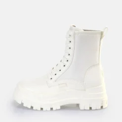 BUFFALO Vegan Shoes^Aspha Com2 Laceup Mid Ankle Boot Vegan White