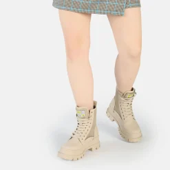 BUFFALO Ankle Boots^Aspha Com2 Laceup Mid Ankle-Boot Vegan Cream