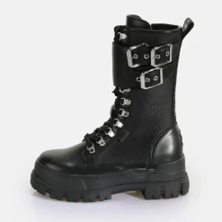 BUFFALO Vegan Shoes^Aspha Com Steel Laceup Hi - Vegan Nappa/Nylon - Black