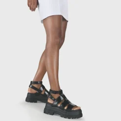 BUFFALO Vegan Shoes^Aspha Gld Platform Sandal Vegan Black