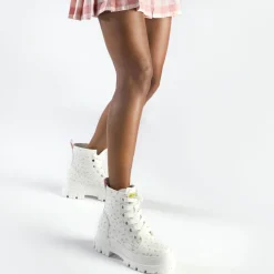 BUFFALO Ankle Boots^Aspha Lace Up Hi Ankle-Boots Vegan White