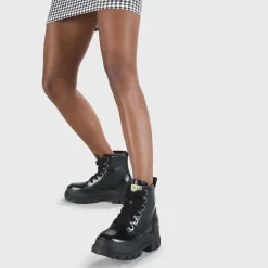 BUFFALO Ankle Boots^Aspha Lace Up Hi Bootie Flat Vegan Black