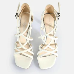 BUFFALO Occasion Shoes^Blair Cage Heeled Sandals Vegan White