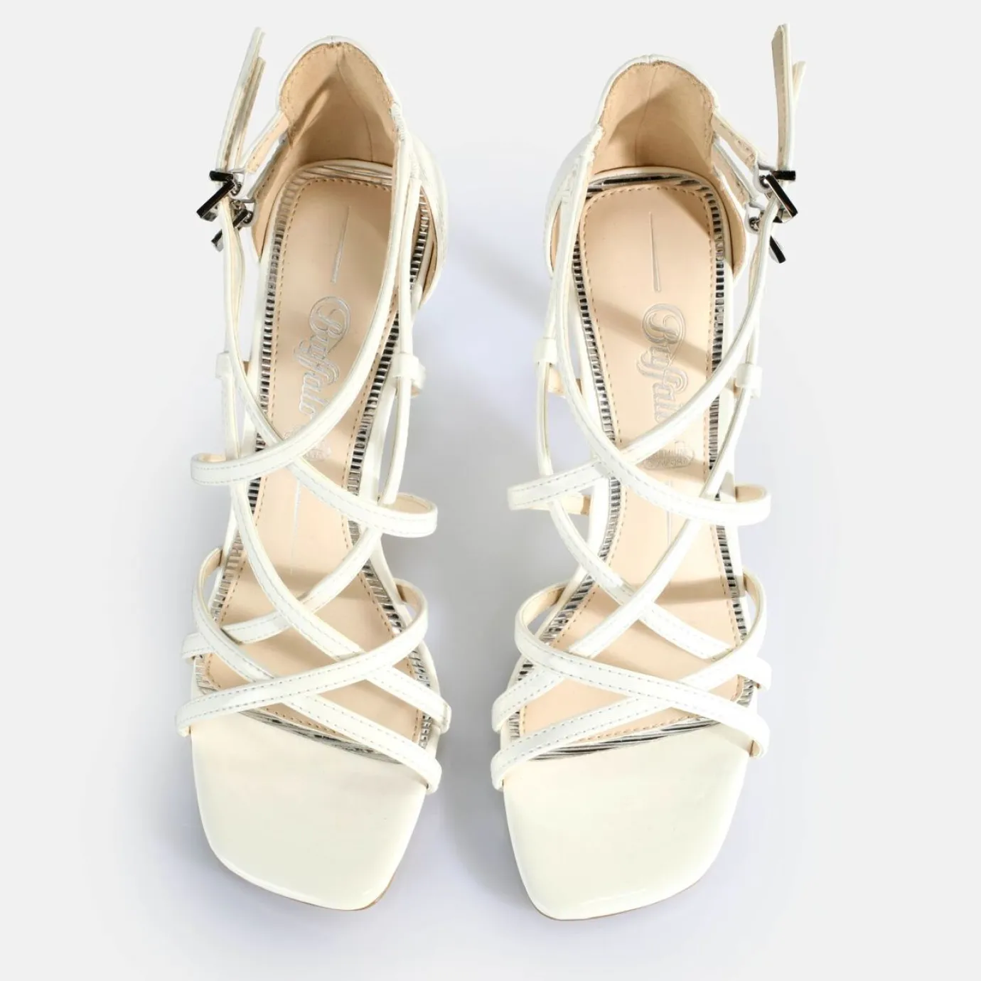 BUFFALO Occasion Shoes^Blair Cage Heeled Sandals Vegan White
