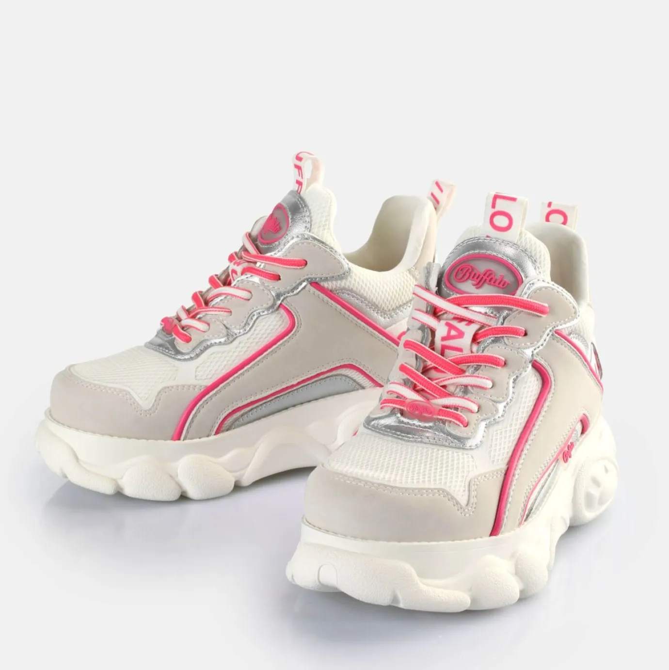BUFFALO Vegan Shoes^Cld Chai Sneakers Low Vegan Silver/Pink