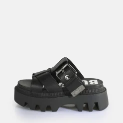 BUFFALO Vegan Shoes^Flora Slide Platform Sandals Vegan Black