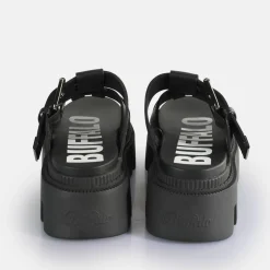 BUFFALO Vegan Shoes^Flora Slide Platform Sandals Vegan Black