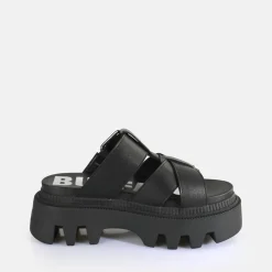 BUFFALO Vegan Shoes^Flora Slide Platform Sandals Vegan Black