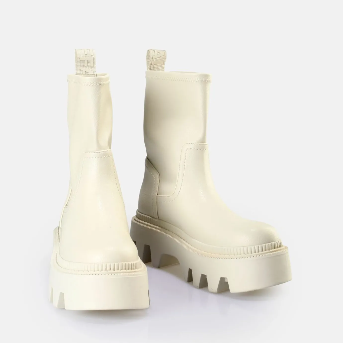 BUFFALO Ankle Boots^Flora Sock Boot Vegan Cream