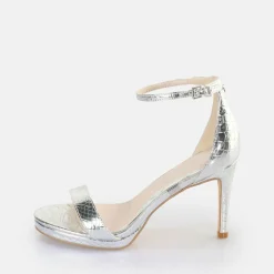 BUFFALO Occasion Shoes^Monroe 2 Heeled Sandal Vegan Silver/Snake