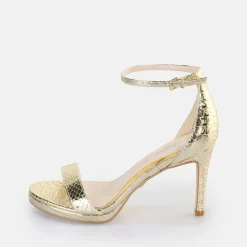 BUFFALO Occasion Shoes^Monroe 2 Heeled Sandal Vegan Snake Gold