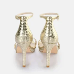 BUFFALO Occasion Shoes^Monroe 2 Heeled Sandal Vegan Snake Gold