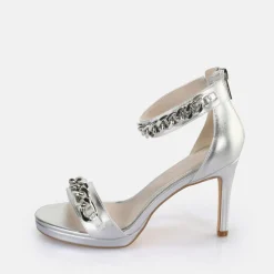 BUFFALO Occasion Shoes^Serena Chain Heeled Sandal Vegan Silver