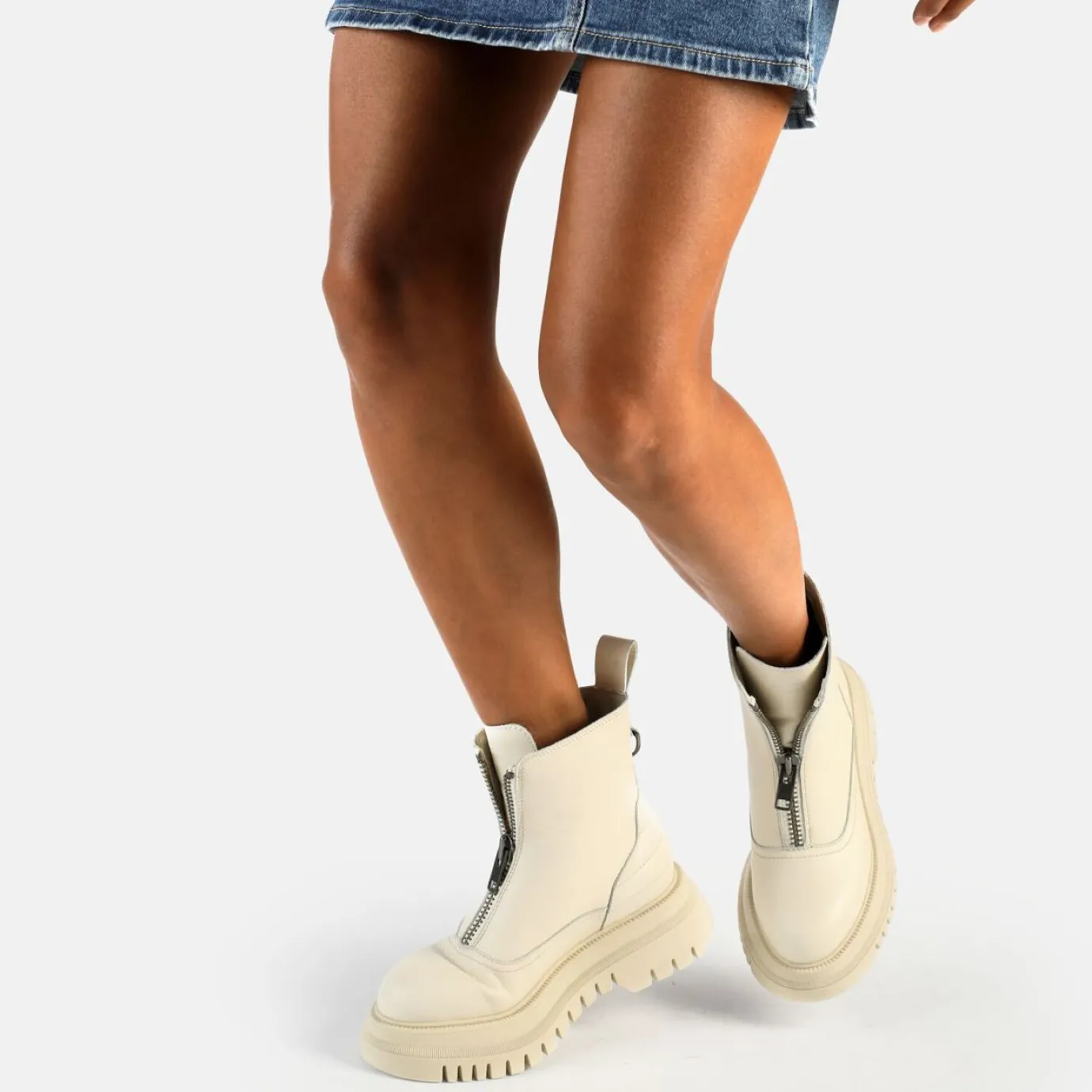 BUFFALO Ankle Boots^Shade Zip Mid Ankle Boot Cream