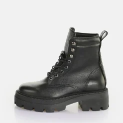 BUFFALO Ankle Boots^Square Laceup Mid Ankle Boot Black
